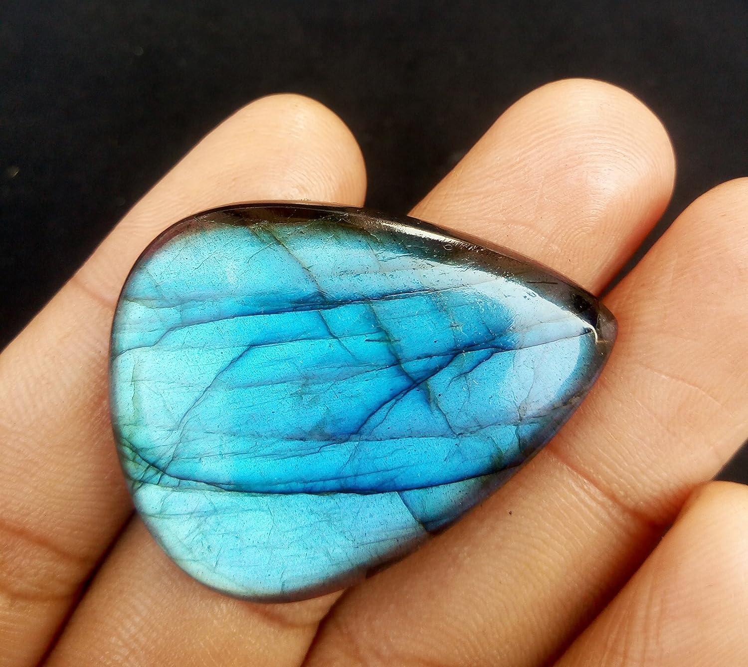 美丽 bluefire 闪光拉长石梨形 aaa 品质 jewelry making 宝石38x300